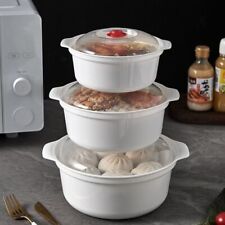 Plastic Microwave Heating Food Pot Bowl Round Container With Vented Clear Lid