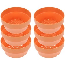 6 Pcs Plastic Shallow Planters Pots Nursery Round Flower Outdoor
