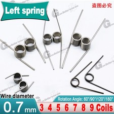 Torsion Spring 3-9 Coil (10 pcs), 0.7mm Wire dia, 4 ~ 8mm OD, Left spring Steel