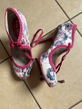 Ladies Ruby Shoo WILLOW Pink Floral Lace Up Tie Shoes Size 7/40. Box 794