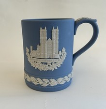 Wedgwood Jasperware Tankard Cup Blue Westminster Abbey Vintage Mug
