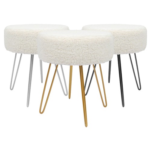 Round boucle footstool cream - round,