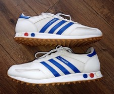 Mens Adidas La Trainer in White / Blue Trainers In Size 11 UK