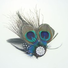 Vintage Wedding Headpiece Peacock Feather Fascinator Hair Clip Party