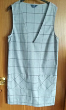 NEW Women Pinafore Dress Grey Burgundy Check Front Pockets UK 12 Comfy Stylish