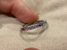 Diamond Eternity Rainbow Colour Ring 1.8 Carat Lab Created Platinum Plated 925 L