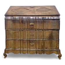 Antique large rustic solid wood bureau - writing desk with drawers