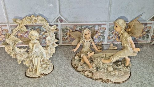 Pair vintage fairy figures - pair,