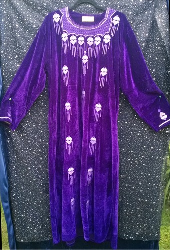Purple velour embroidered - velour,