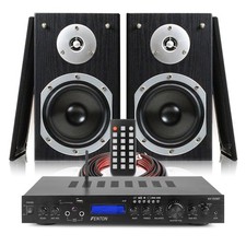 Fenton SHFB55B Hi-Fi Bookshelf Speaker Set with Bluetooth & Amplifier