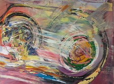 Fantastic Large Abstract Oil Painting 40" By 30" On A Deep Edge Canvas Stretcher