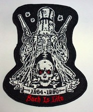 NED KELLY OUTLAW SKULL - SEW ON BIKER MOTORCYCLE PATCH 100mm by 78mm