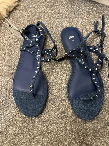 Zara denim flat sandals bnwt - zara, 5
