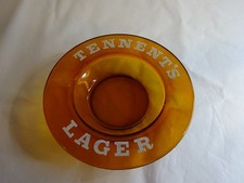 Tennents Lager collectable 14cm round amber glass ashtray  Beer - Pub Cigarettes