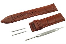 Brown Genuine Leather Croco Strap Band fit ROTARY Watch Clasp 18 19 20 21 22mm