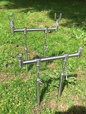 CARP FISHING STAINLESS GOAL POST BUZZ BAR SET 20-35CM BANK STICKS 2 X U RESTS