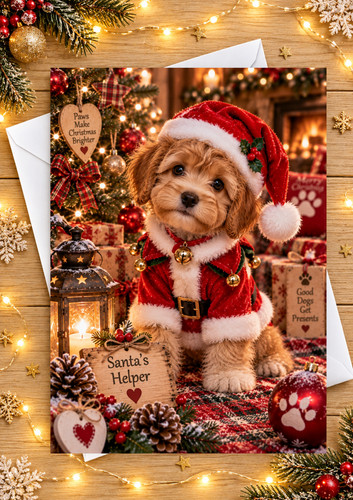 Cockapoo christmas card - christmas, a5