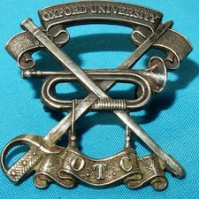 WW1 OXFORD UNIVERSITY OTC OFFICER TRAINING SCHOOL MILITARY CAP BADGE - GENUINE