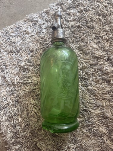 Antique green glass - antique, seltzer