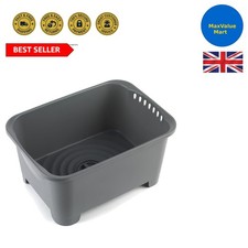 Durable 8 Litre Grey Washing Bowl with Drain Plug - Perfect for Home & Camping