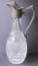 TIPPERARY CRYSTAL BRISTOL PATTERN CLARET JUG - SILVER PLATED MOUNTS (Ref8602)