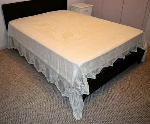 Victorian linen bedspread bed