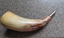 Vintage French Hunting horn Elless. Bovine horn with metal mouth piece