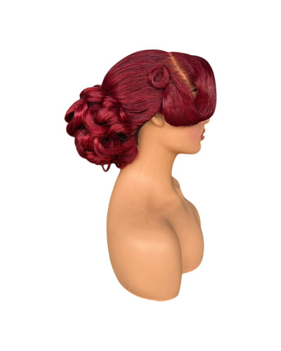 Burgundy red curly updo - burgundy,