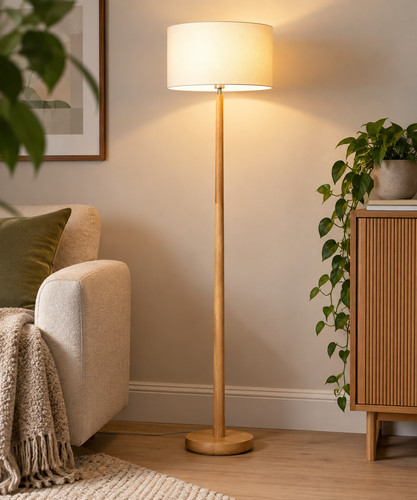 Walnut wood floor lamp - lamp, natural