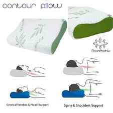 CONTOUR MEMORY FOAM PILLOW - COOLING BAMBOO COVER, NECK & HEAD SUPPORT, RELIEF