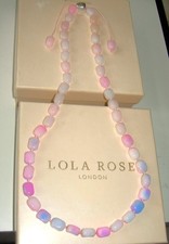 LOLA ROSE PINK BLUE WHITE QUARTZ ADJUSTABLE LONG 25"-31" NECKLACE NIKKI & ME QVC