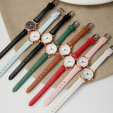 Casual Womens Quartz Watch Small Dial with Adjustable Imitation Leather Strap
