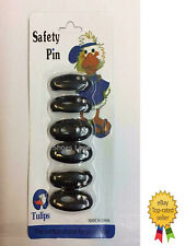 Hijab Black Safety Pins 6pc Scarf Tailor Pin Snag Free Plain Brooch Diamante