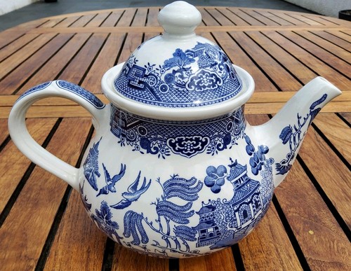 Churchill blue white teapot - churchill,