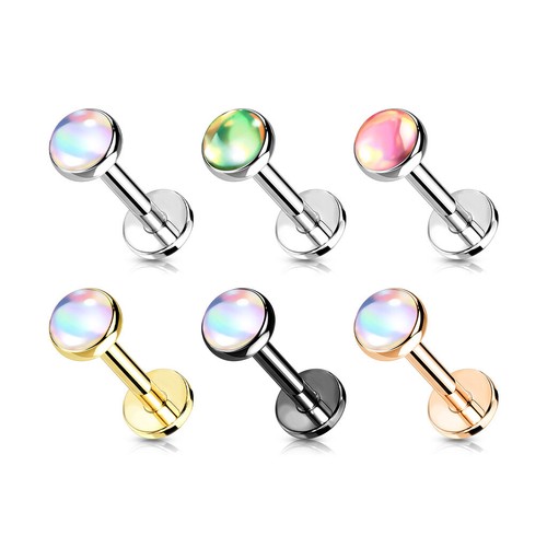 Iridescent opal stone flat - stone,