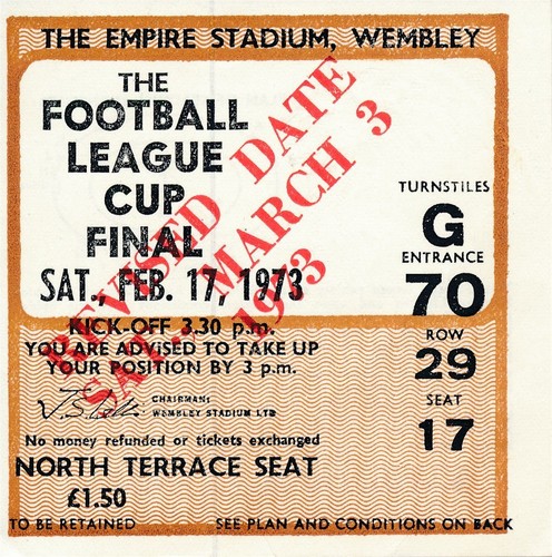 Ticket league cup final 1973 - cup,