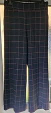 Ladies TAILORED blue, purple Check Trousers, wide leg dress pants, NEW, 12R