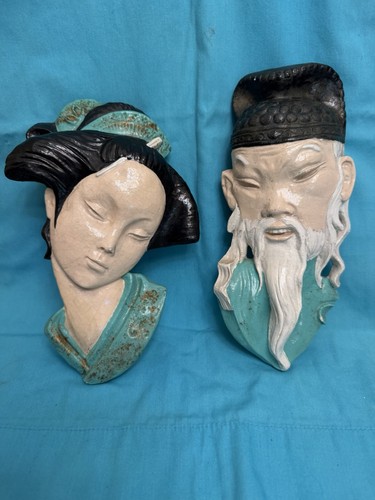 Vintage chalkware wall plaques - chalkware,