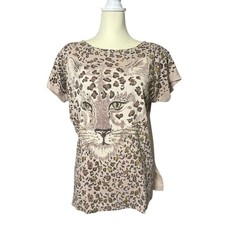 Vintage 80's East River Clothing Co. Leopard Print Glittery Top Women's Size L