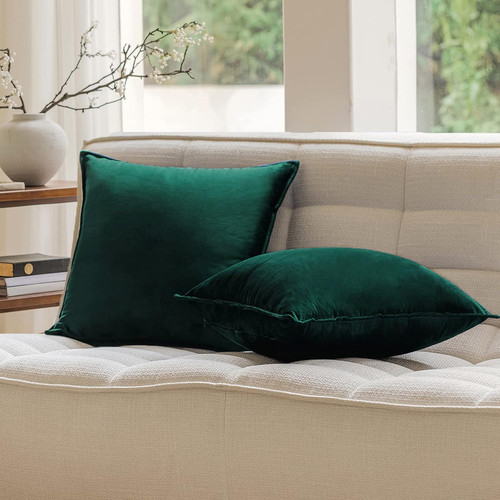 Green velvet throw - green, pillow