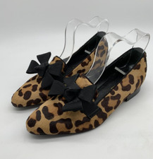 Russell & Bromley bow toe flats shoes UK 4 EU 37 VGC animal print cowhide loafer