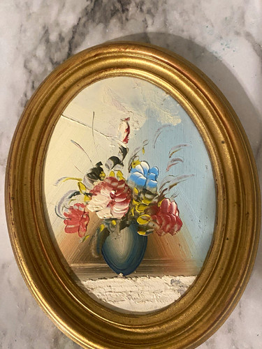 Oval framed floral - oval,