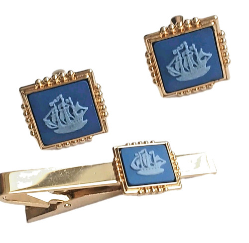 Wedgwood cufflinks tie bar - wedgwood, set