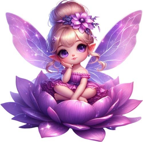 Floral purple fairy wall art - floral,