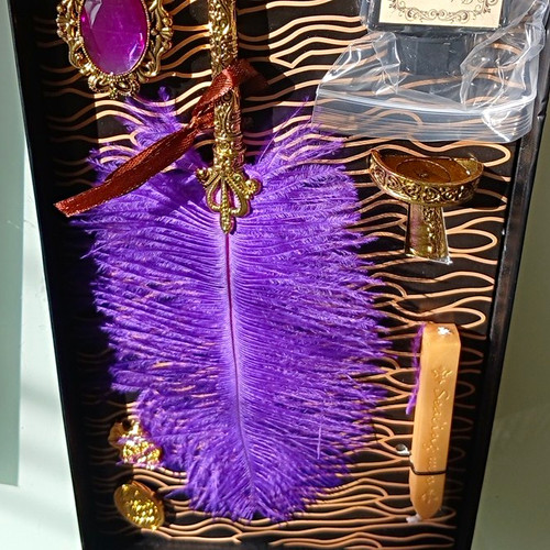 Calligraphy set purple feather - calligraphy,