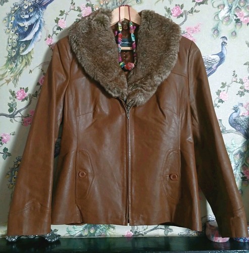 Vintage brown real leather