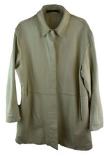 Marks & Spencer Womans VintageSoft Leather Cream Long MAc Trench Jacket Size 16