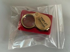 30 x 21mm Triole Glass Jewellery Magnifier Eye Magnifier No Box, Gold Tone UK