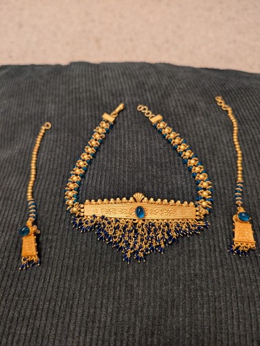 Gold and blue indian jewellery - gold,