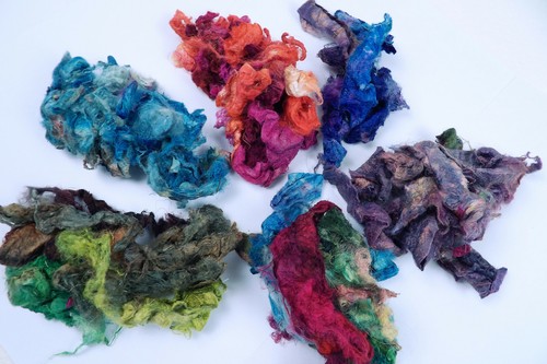 Hand dyed silk carrier - dyed, rod